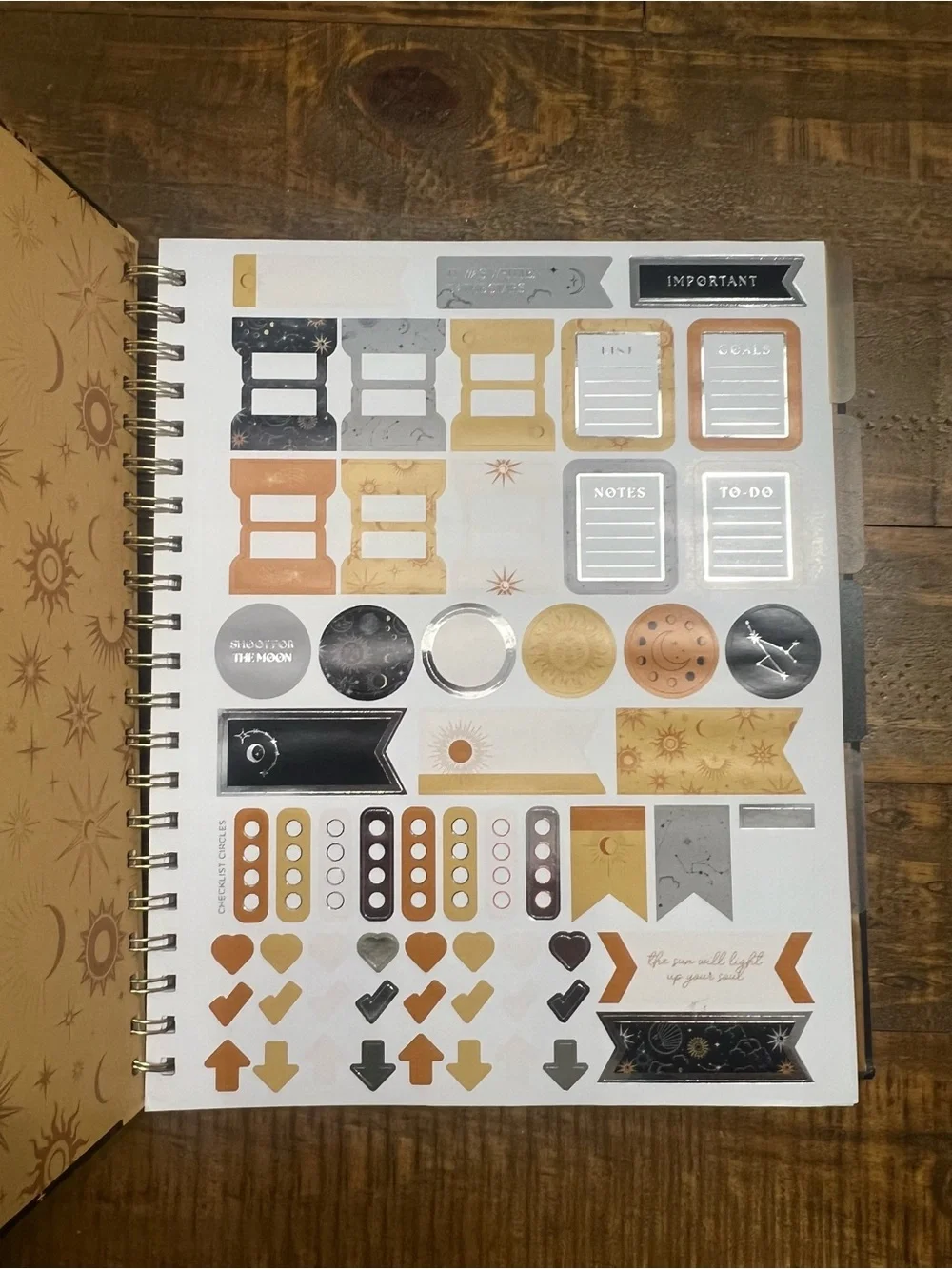 Celestial Spiral-Bound Notebook - Black & Gold: Deluxe Notebook bundle